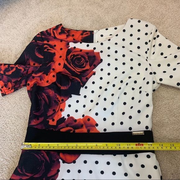 Copcapy Red white polkadot rose floral short sleeve maxi dress Sz 38 NWOT - Picture 12 of 14